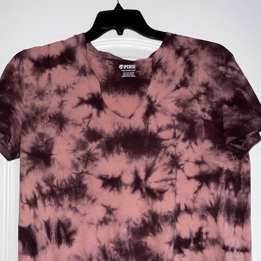 VS Pink oversized tie dye t shirt size XS pink & maroon - Picture 3 of 7